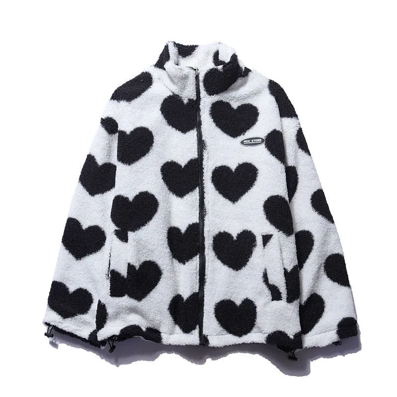 Double-Sided Heart Jacket – Stylish Women's Winter Coat With Playful Heart Design