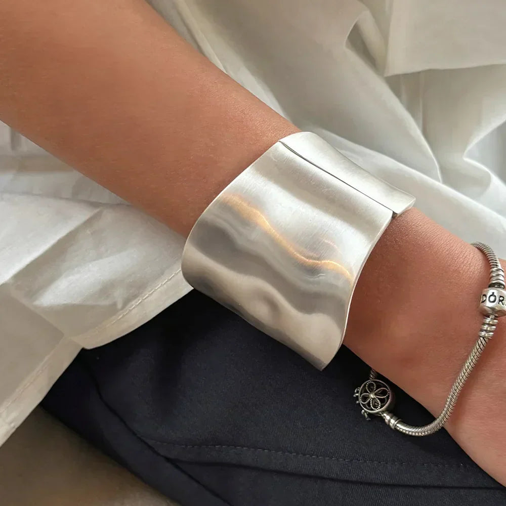 Asymmetric Statement Bangle – Wide Cuff Bracelet | Sculptural Jewelry