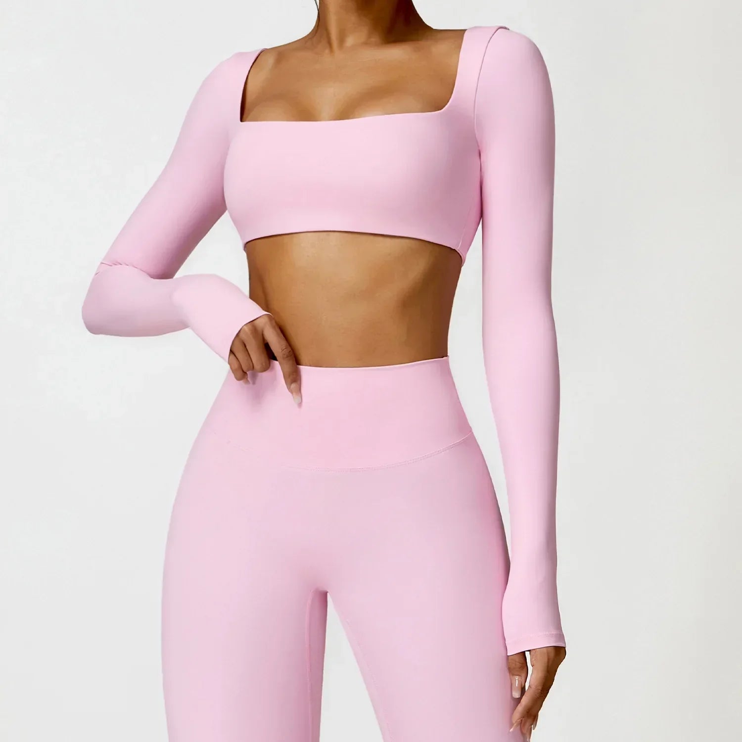 Seamless Active Set – Sleek Workout Clothes With Contoured Support Top & High Waisted Leggings