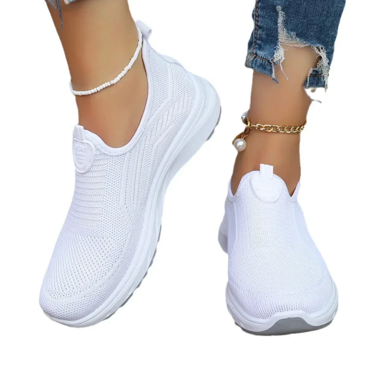 Women Comfort Sneakers – Lightweight Slip-On Sneakers With Cushioned Sole Footwear