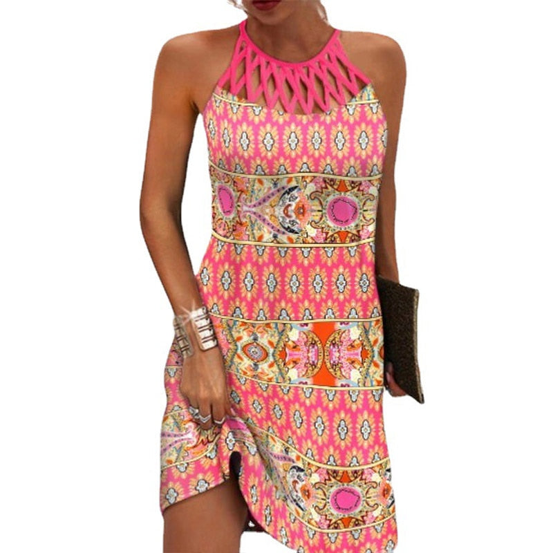 Elegant Cotton Dress - Printed Summer Day Dress With Flattering Fit & Breathable Fabric