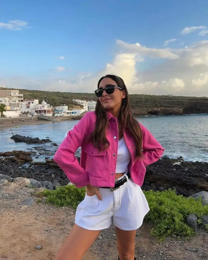 Short Jacket | Stylish Autumn Jacket with Front Pockets for Women