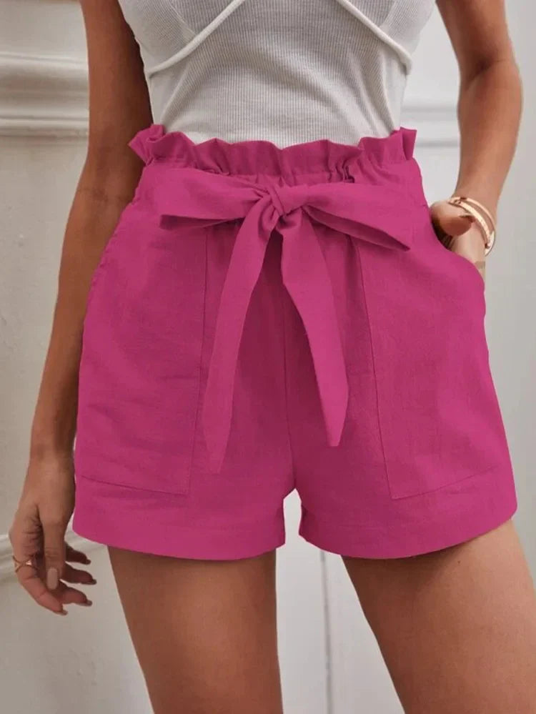 Stylish Everyday Shorts – Tie Waist, Breathable Summer Shorts with Side Pockets