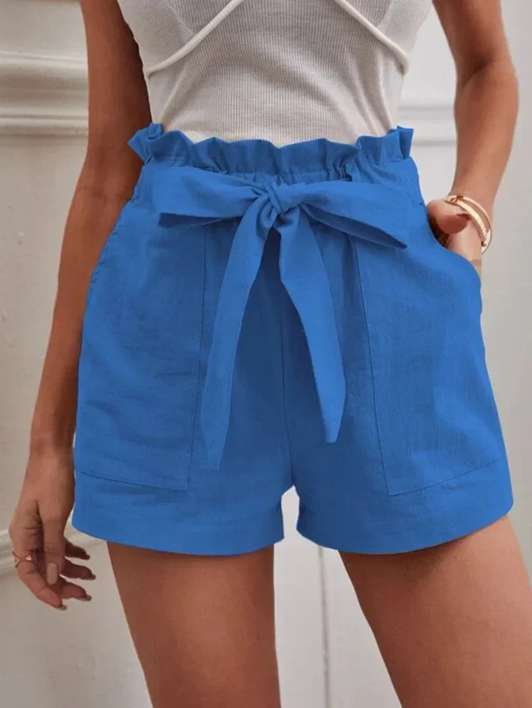 Stylish Everyday Shorts – Tie Waist, Breathable Summer Shorts with Side Pockets