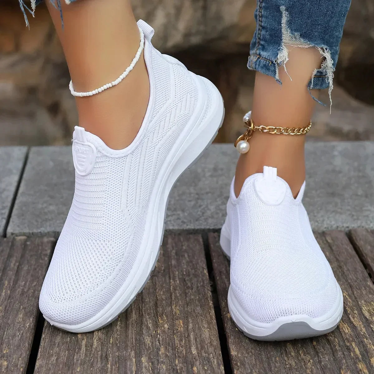Women Comfort Sneakers – Lightweight Slip-On Sneakers With Cushioned Sole Footwear