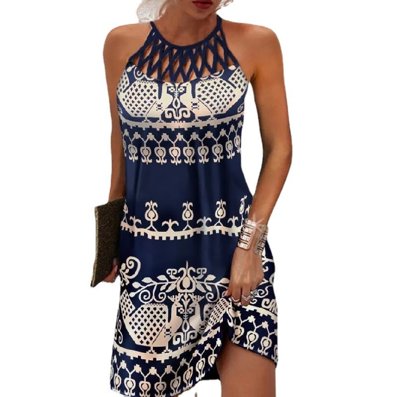 Elegant Cotton Dress - Printed Summer Day Dress With Flattering Fit & Breathable Fabric