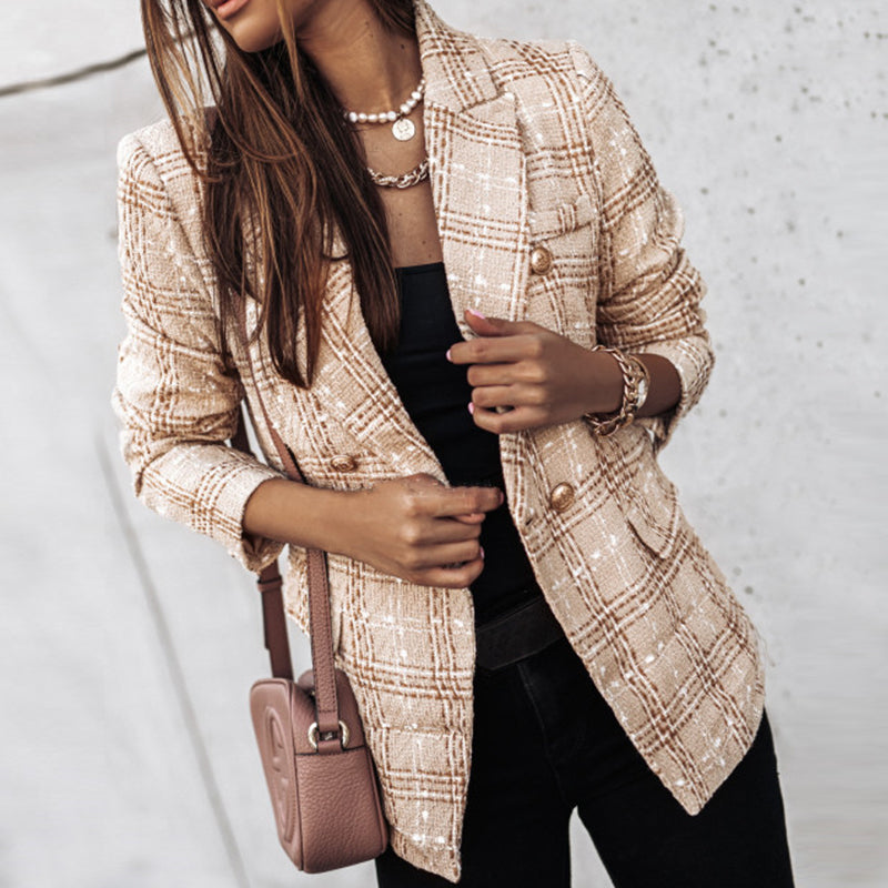 Checked Blazer – Stylish Double Breasted Blazer With Classic Check Pattern