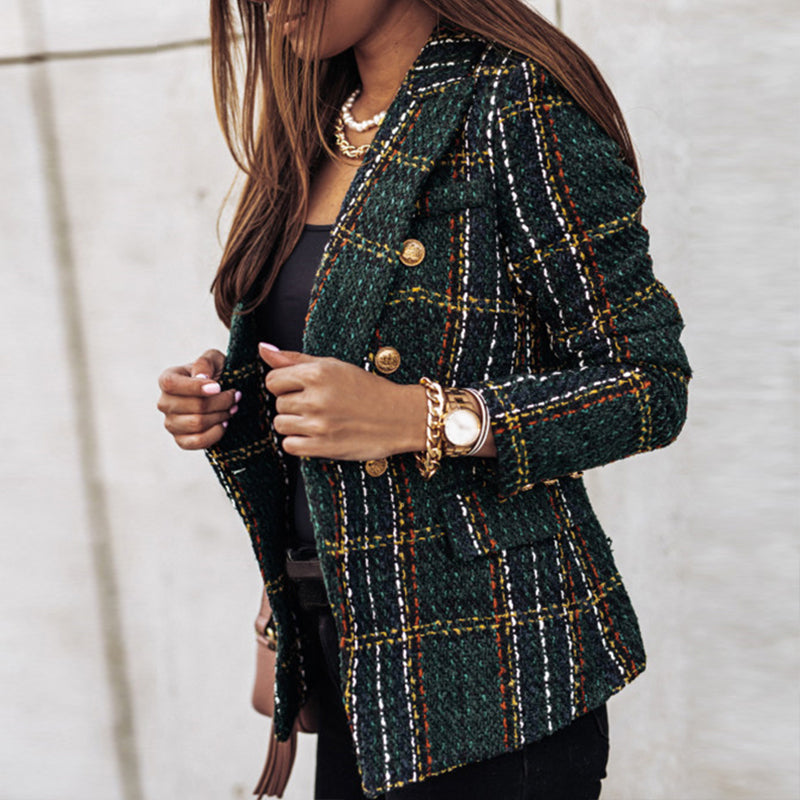 Checked Blazer – Stylish Double Breasted Blazer With Classic Check Pattern