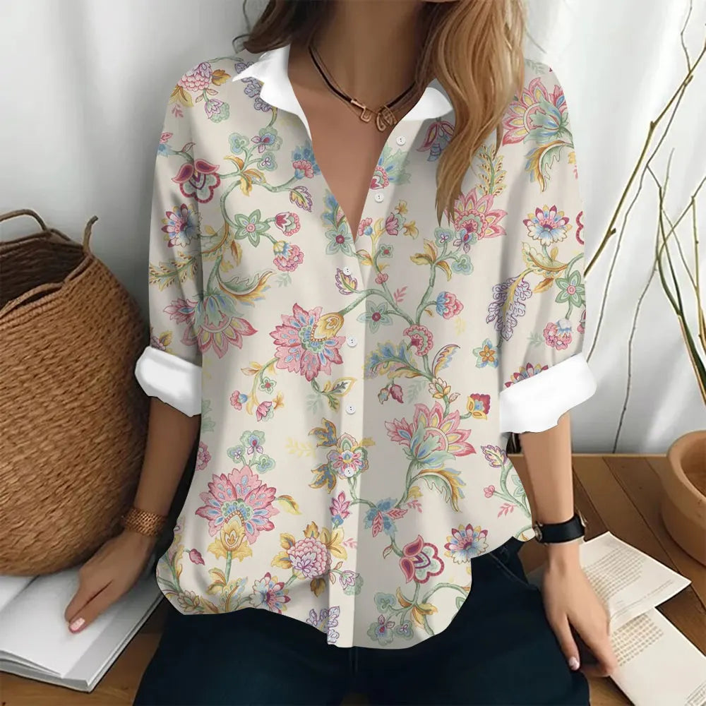 Floral Print Blouse – Relaxed Fit Summer Blouse with Classic Collar & Button Front