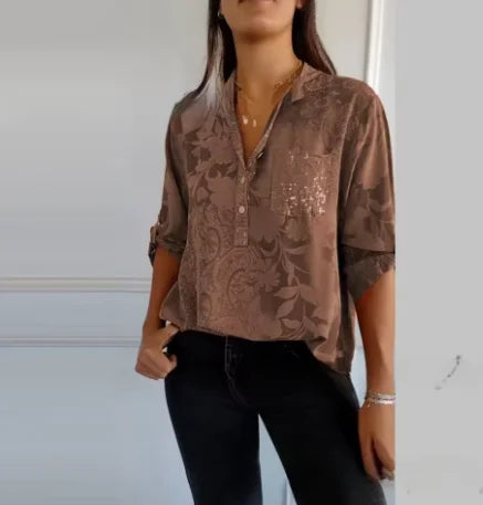 Pocketed V-Neck Shirt – Breathable Summer Top With Chest Pocket Detail