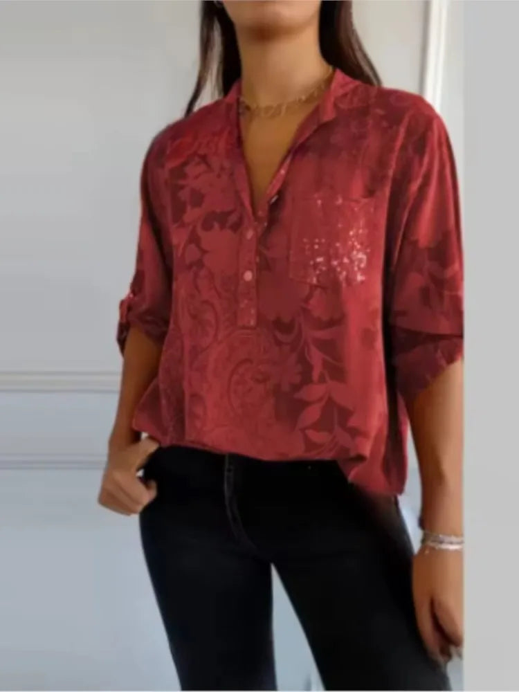 Pocketed V-Neck Shirt – Breathable Summer Top With Chest Pocket Detail