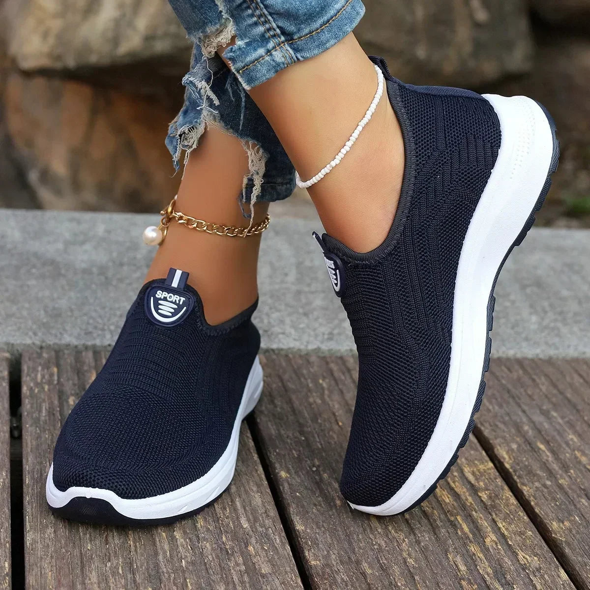Women Comfort Sneakers – Lightweight Slip-On Sneakers With Cushioned Sole Footwear