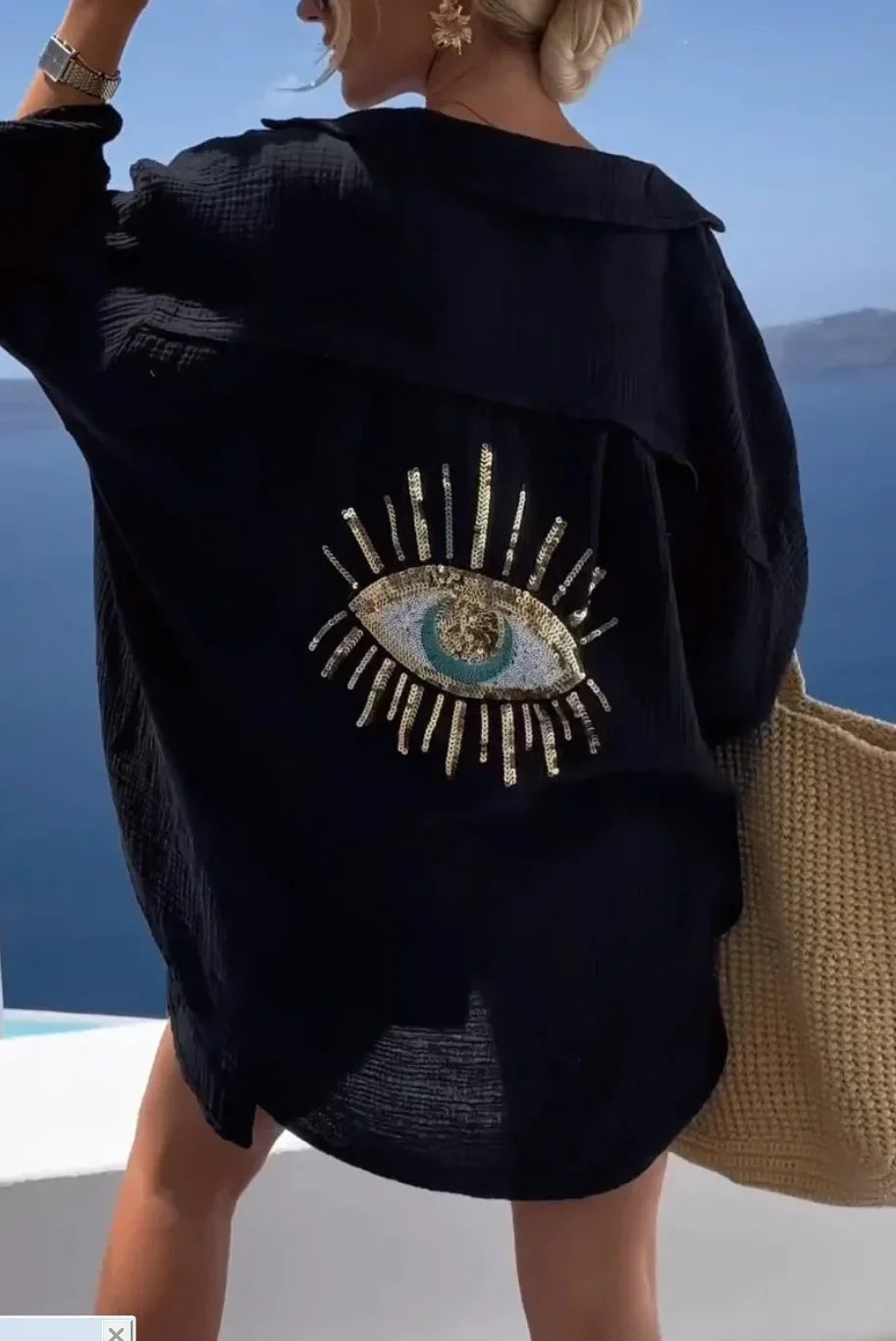 Sequin Eye Blouse – Embroidered Sparkly Top With Unique Sequin Pattern