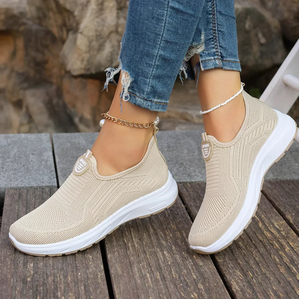 Women Comfort Sneakers – Lightweight Slip-On Sneakers With Cushioned Sole Footwear