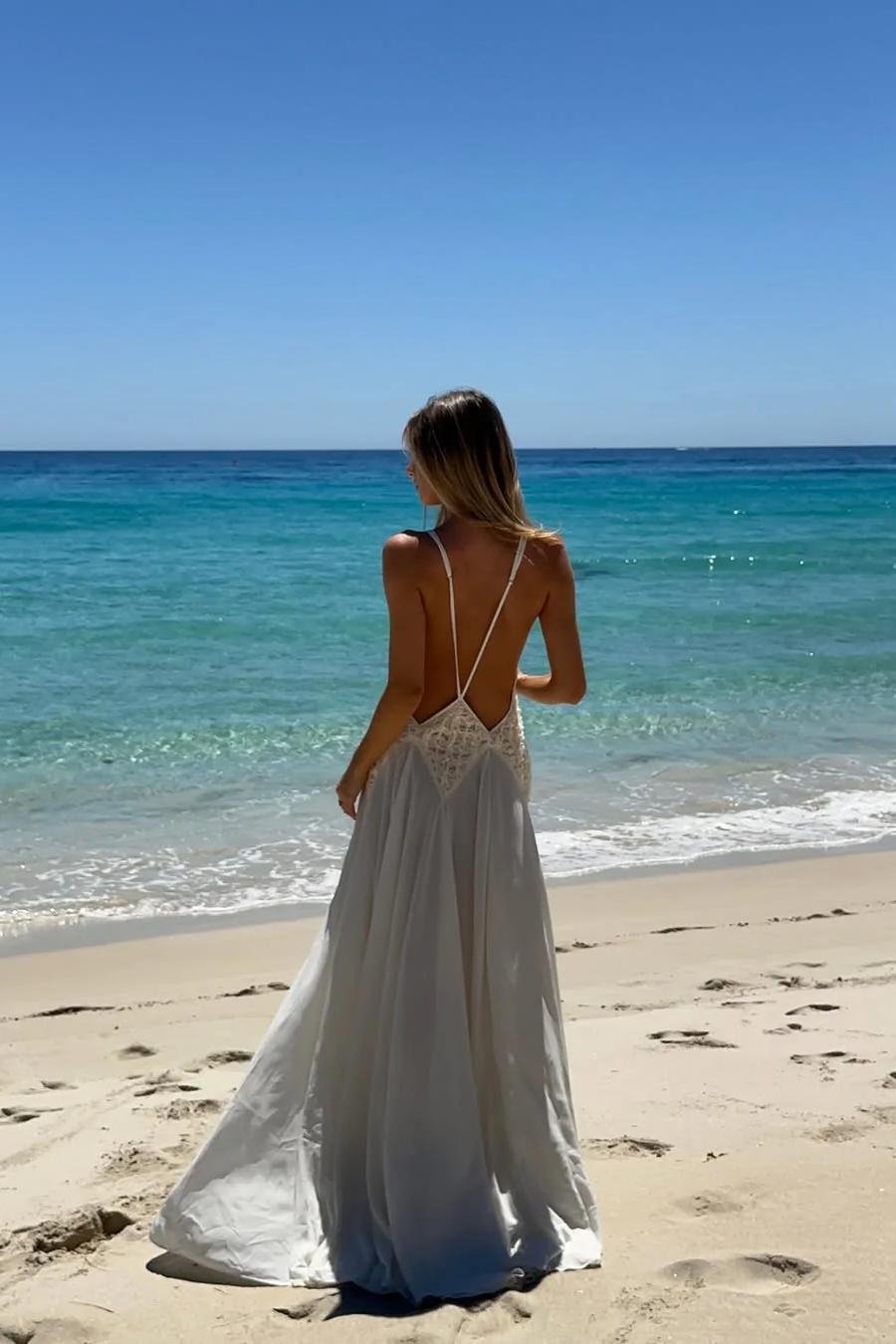 Plunging V Maxi Dress – Elegant Evening Gown With Flowing Silhouette