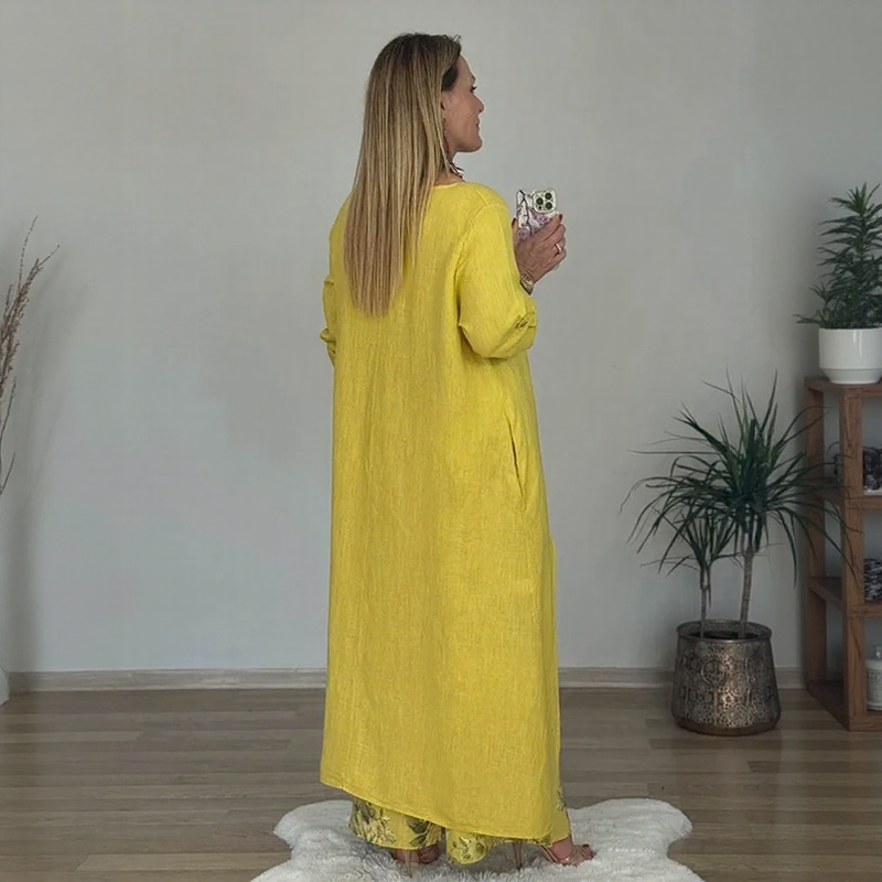 Floral Pants Set – Long Blouse Outfit | Comfortable Women's Wear Two Piece Set