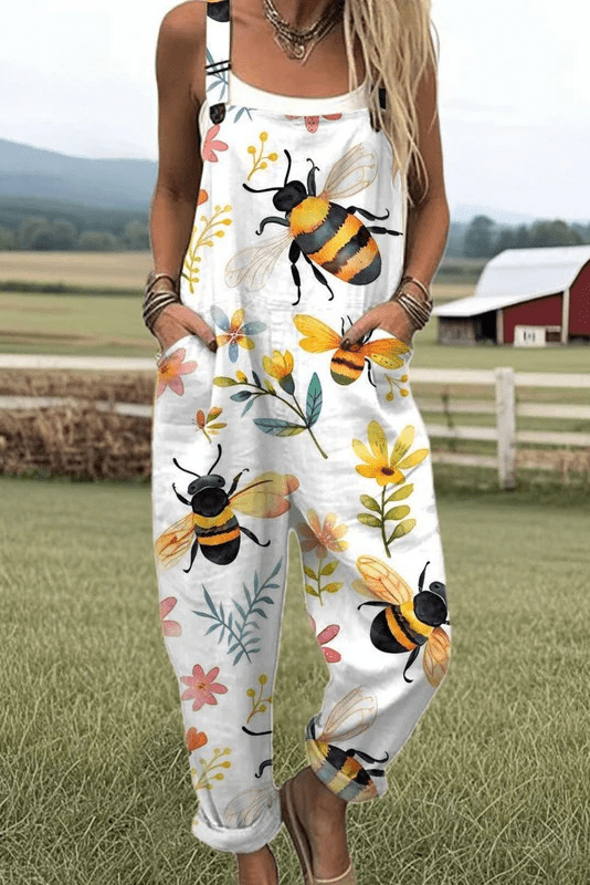 Bloom Buzz Jumpsuit – Floral Print Wide Leg Jumpsuit with Pocketed Design