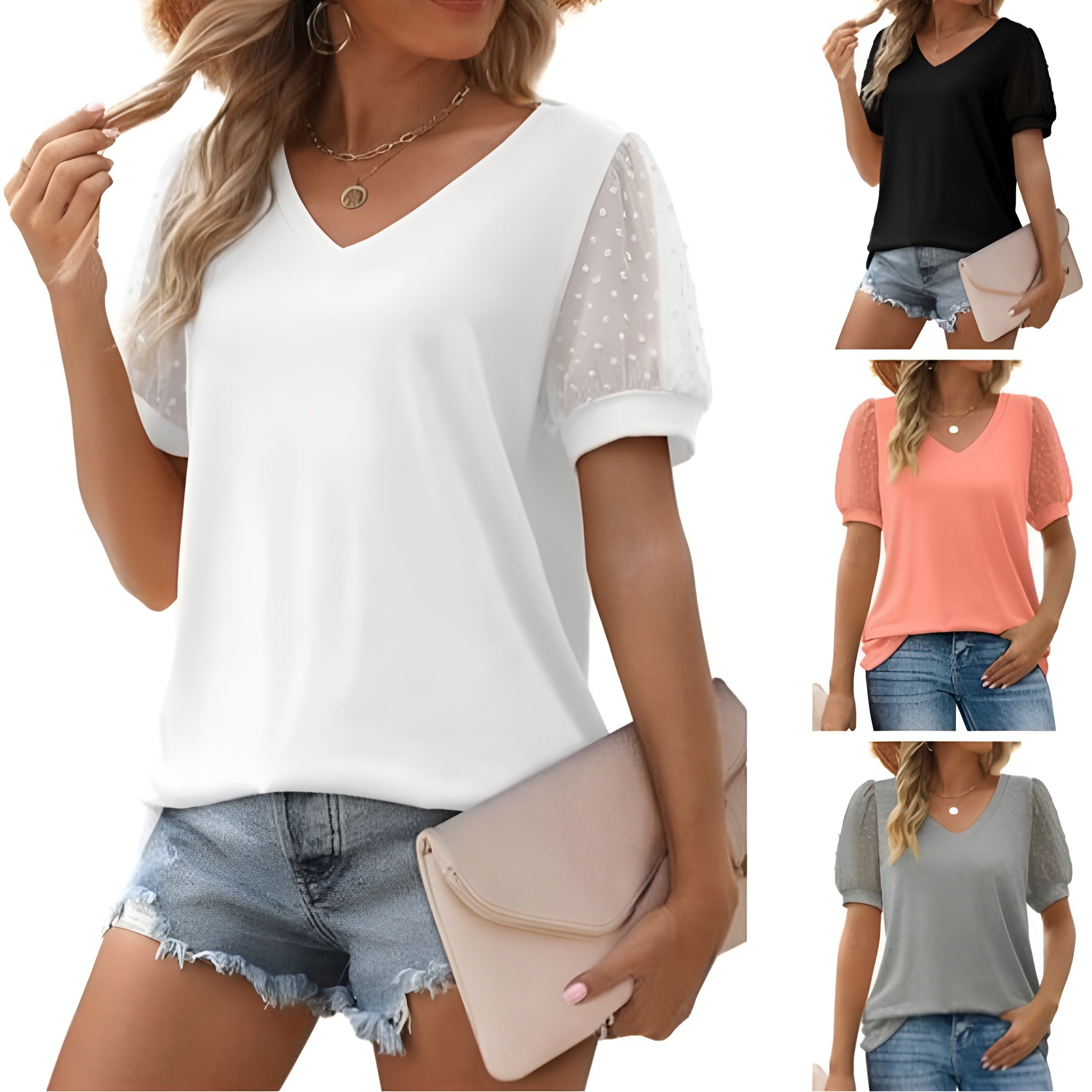 V-Neck Linen Top - Lightweight Summer Blouse With Flattering Silhouette