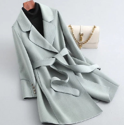 Belted Trench Coat – Chic Contrast Trim, Tailored Fit, Structured Lapel