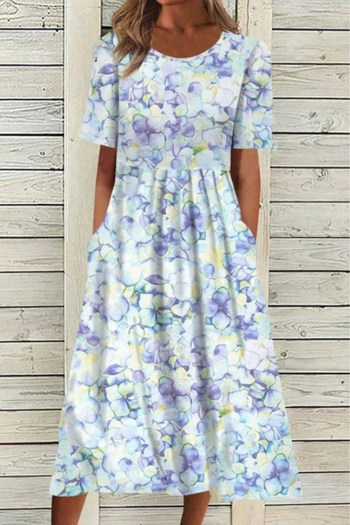 Floral Breeze Dress - Loose Fit Cotton Summer Dress With Breathable Fabric
