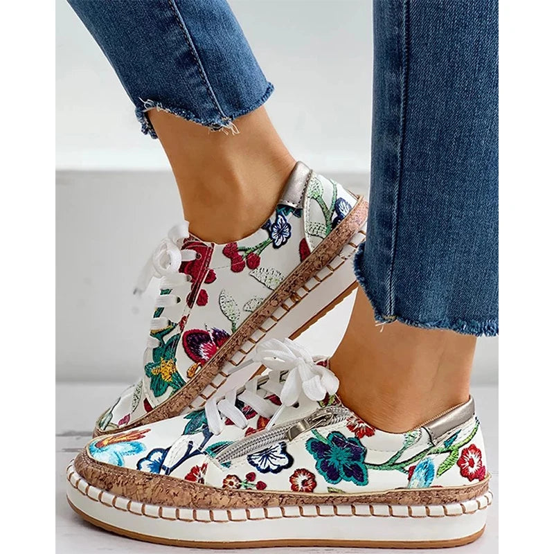 Zapatillas De Deporte Mujer - Comodidad Y Estilo Floral Ideal 1