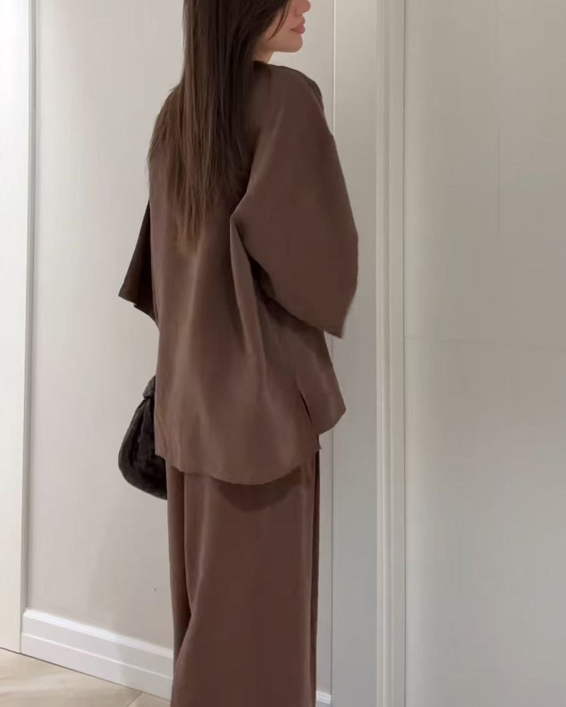 Cozy V-Neck Set – Women's Lounge Set With Soft Breathable Fabric & Relaxed Fit