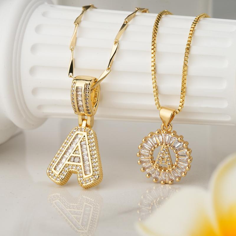 Initial Letter Necklace - Elegant 2-Pack Pendant Necklaces for Stylish Layering