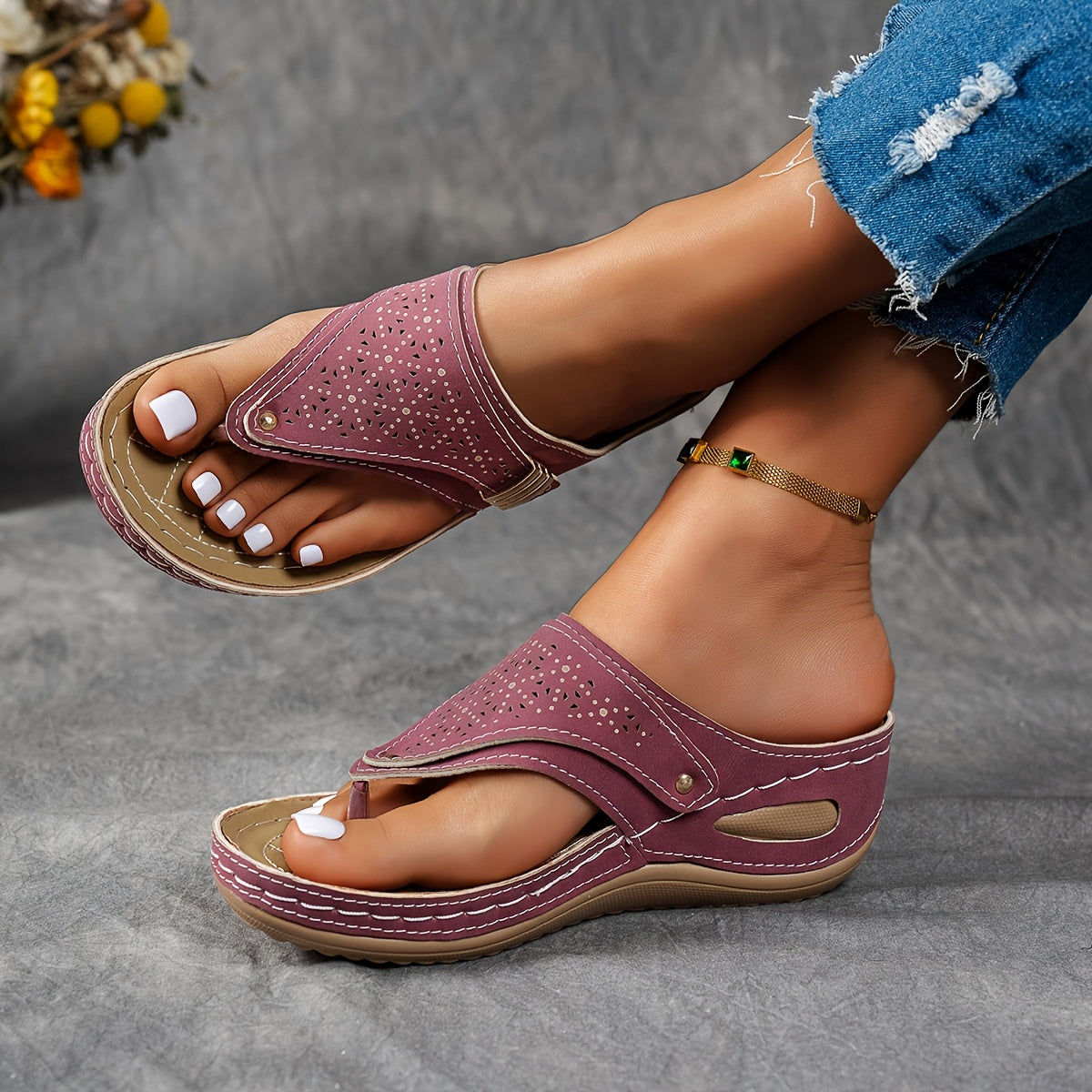 Women's Wedge Sandals - Comfortable Summer Wedge Shoes | Cushioned Insole & Adjustable Strap