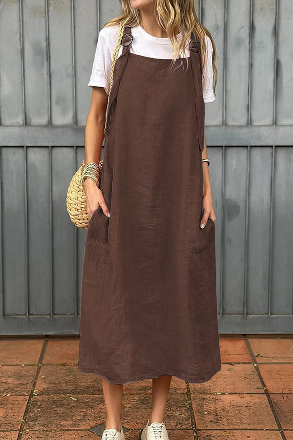 Relaxed Linen Midi Dress – Breathable Summer Linen Dress With Flowy Fit