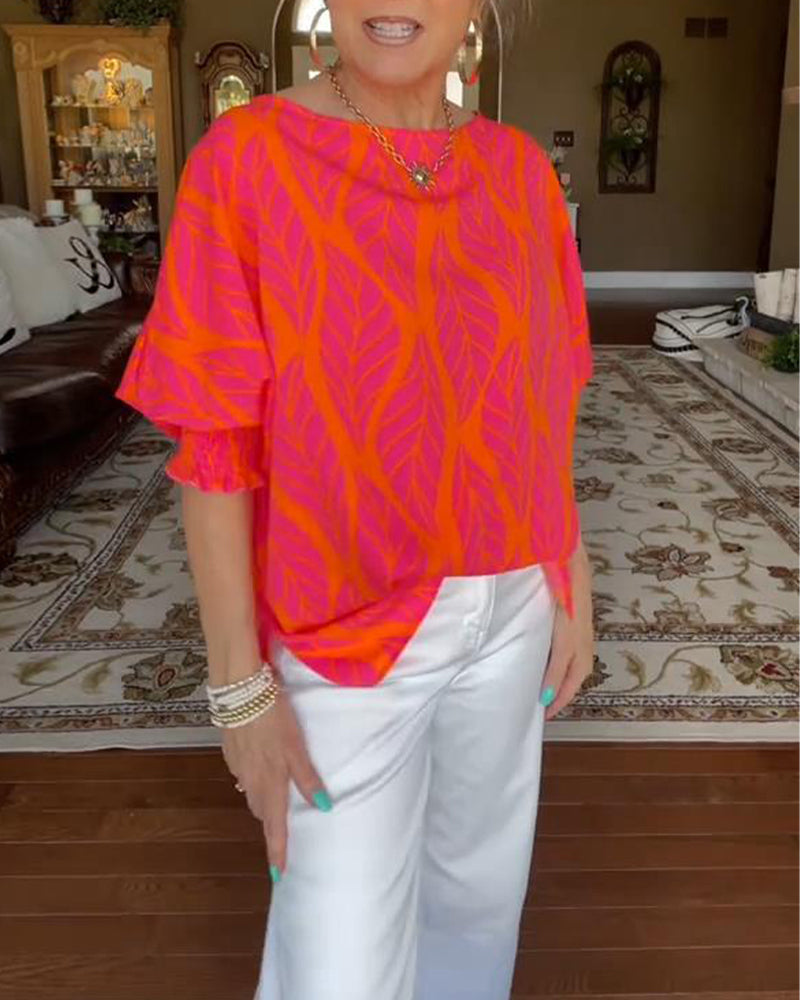 Relaxed Print Blouse – Lightweight Breathable Soft Fabric Blouse for Women