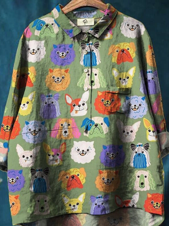 Dog Art Shirt – Artistic Print Long Sleeve Shirt With Breathable Fabric