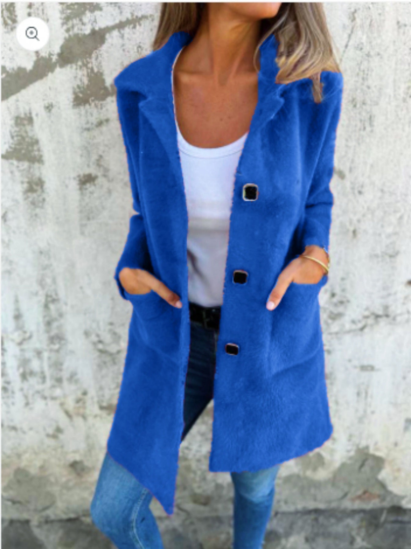 Cozy Layering Jacket – Soft Wool Blend Button Up Coat with Deep Pockets