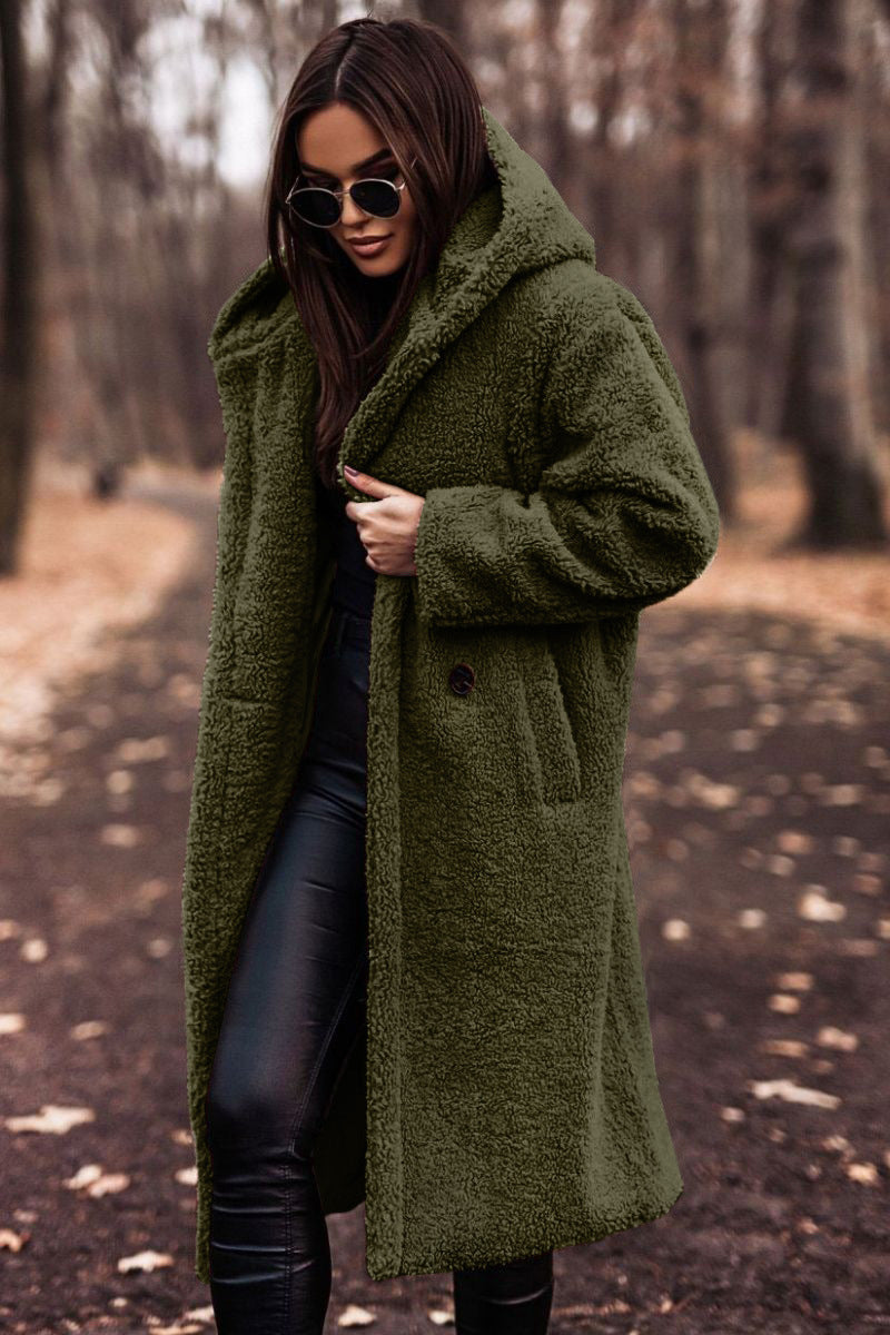 Classic Winter Coat – Wool Blend, Knee Length With Hood & Tailored Fit