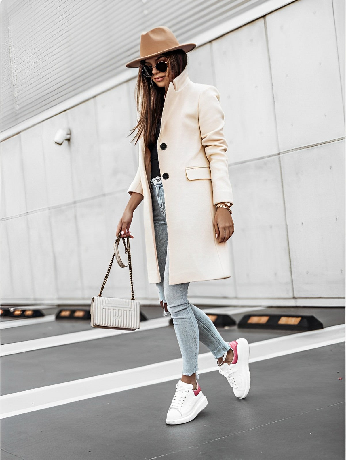 Women's Long Trench Coat – Elegant Full Length Winter Coat With Tailored Fit