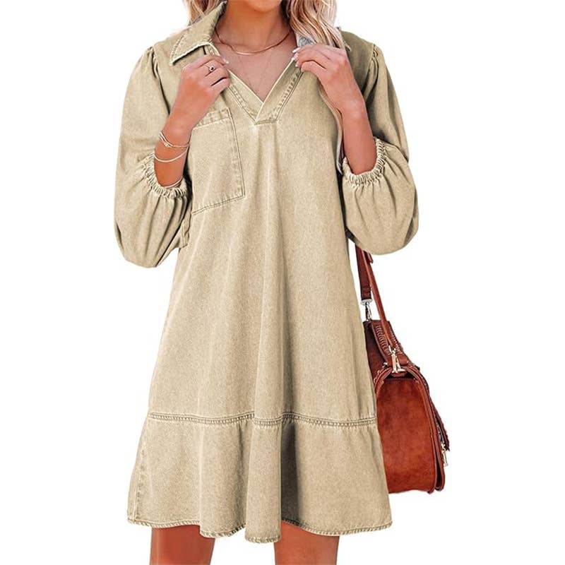 Babydoll Dress – Lightweight Denim Dress With Flowy Babydoll Silhouette For Summer