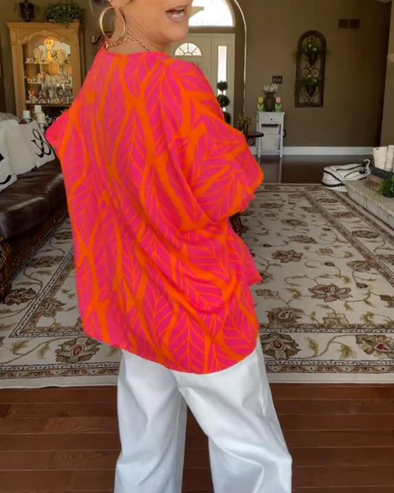 Relaxed Print Blouse – Lightweight Breathable Soft Fabric Blouse for Women