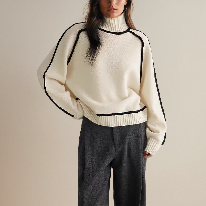 Soft Turtleneck Sweater – Cashmere-Like Warm Cozy Sweater with Ribbed Cuffs