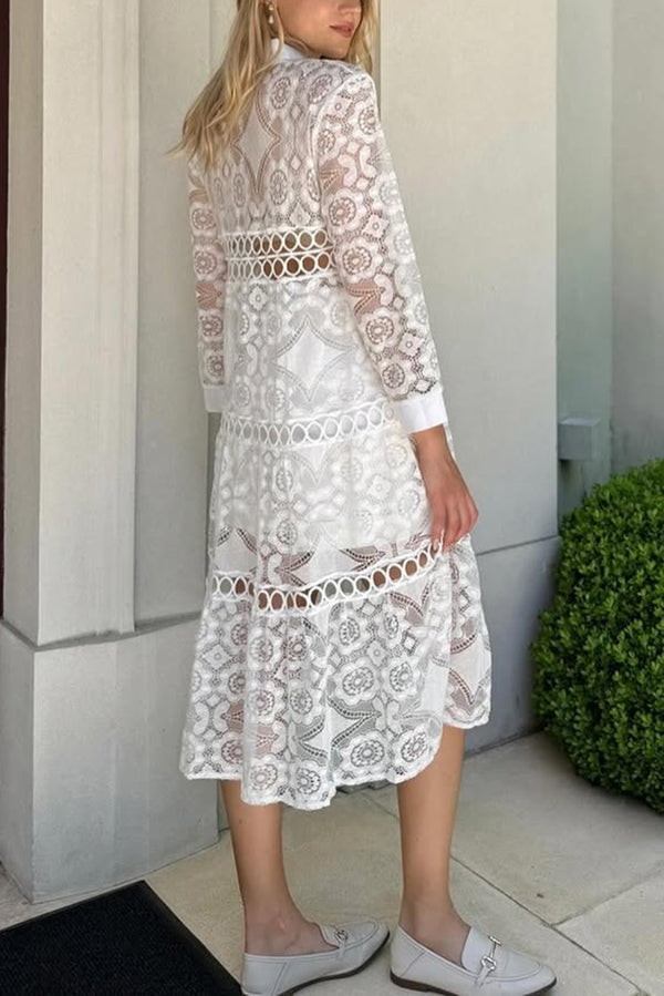 Lace Button Shirt - Stylish Feminine Blouse With Delicate Lace Detailing