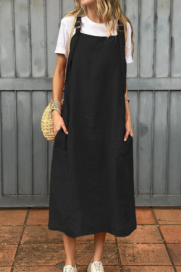 Relaxed Linen Midi Dress – Breathable Summer Linen Dress With Flowy Fit