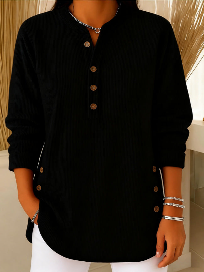 Casual Blouse With Button Detail – Relaxed Fit Soft Texture Top For Women
