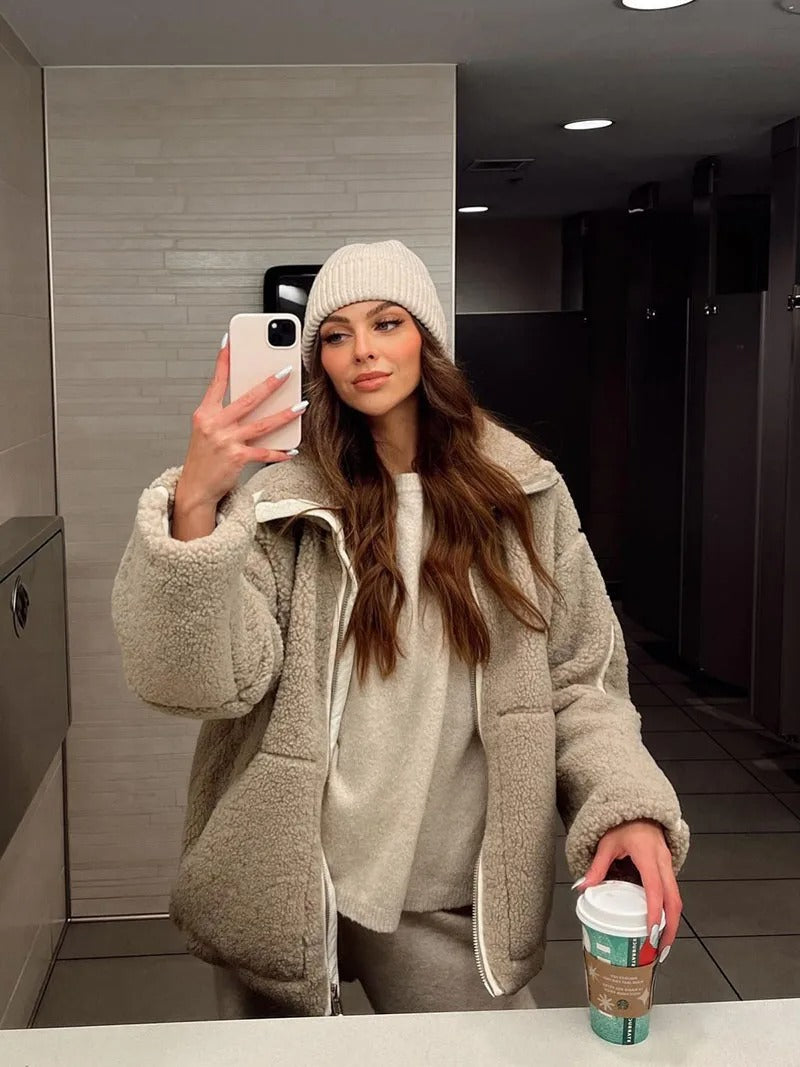 Warm Fleece Jacket – Women's Cozy Casual Winter Outerwear With Zipper Closure