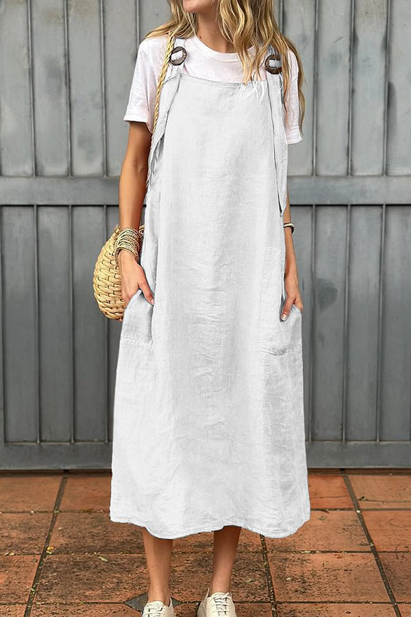 Relaxed Linen Midi Dress – Breathable Summer Linen Dress With Flowy Fit