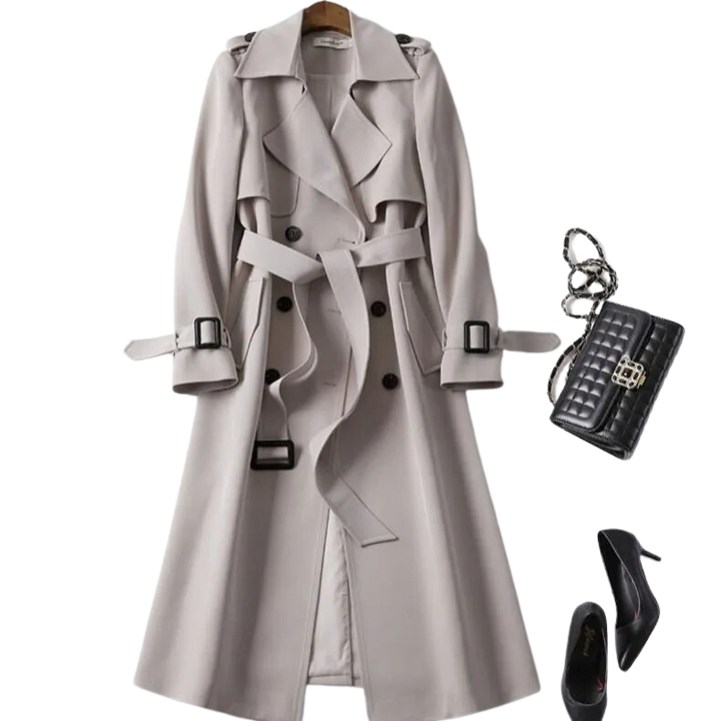 Women's Trench Coat - Long Waterproof Slim Fit Coat | Elegant Winter Outerwear