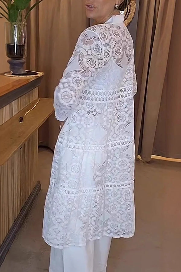 Lace Button Shirt - Stylish Feminine Blouse With Delicate Lace Detailing