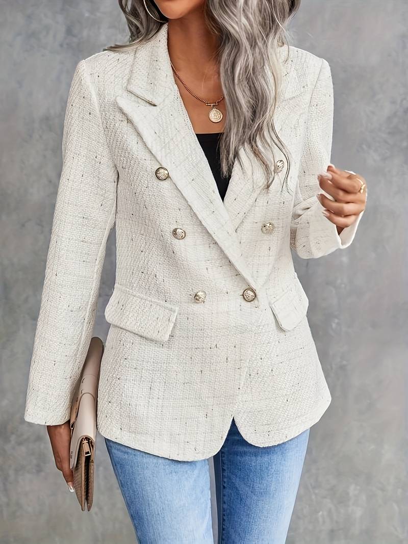 Tailored Blazer - Elegant Double Breasted Jacket With Structured Fit & Stylish Lapels