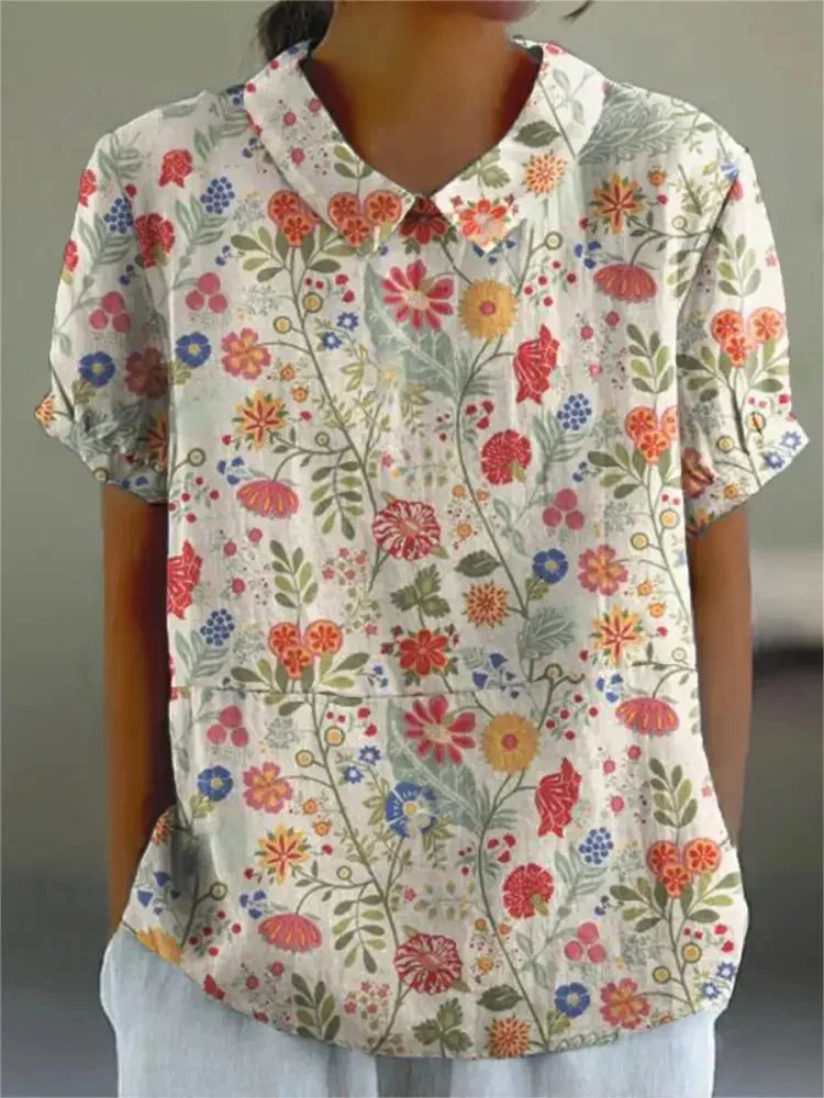 Floral Shirt - Lightweight Summer Top with Playful Flower Print & Loose Fit