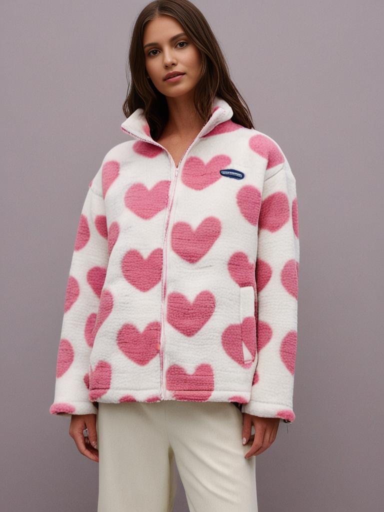 Double-Sided Heart Jacket – Stylish Women's Winter Coat With Playful Heart Design