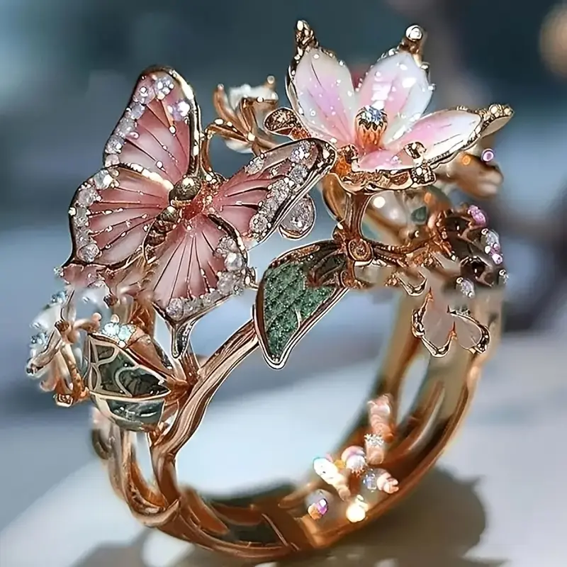 Butterfly Zirconia Ring - Nature Bright Sparkling Fine Jewelry Ring by Liora's Boutique