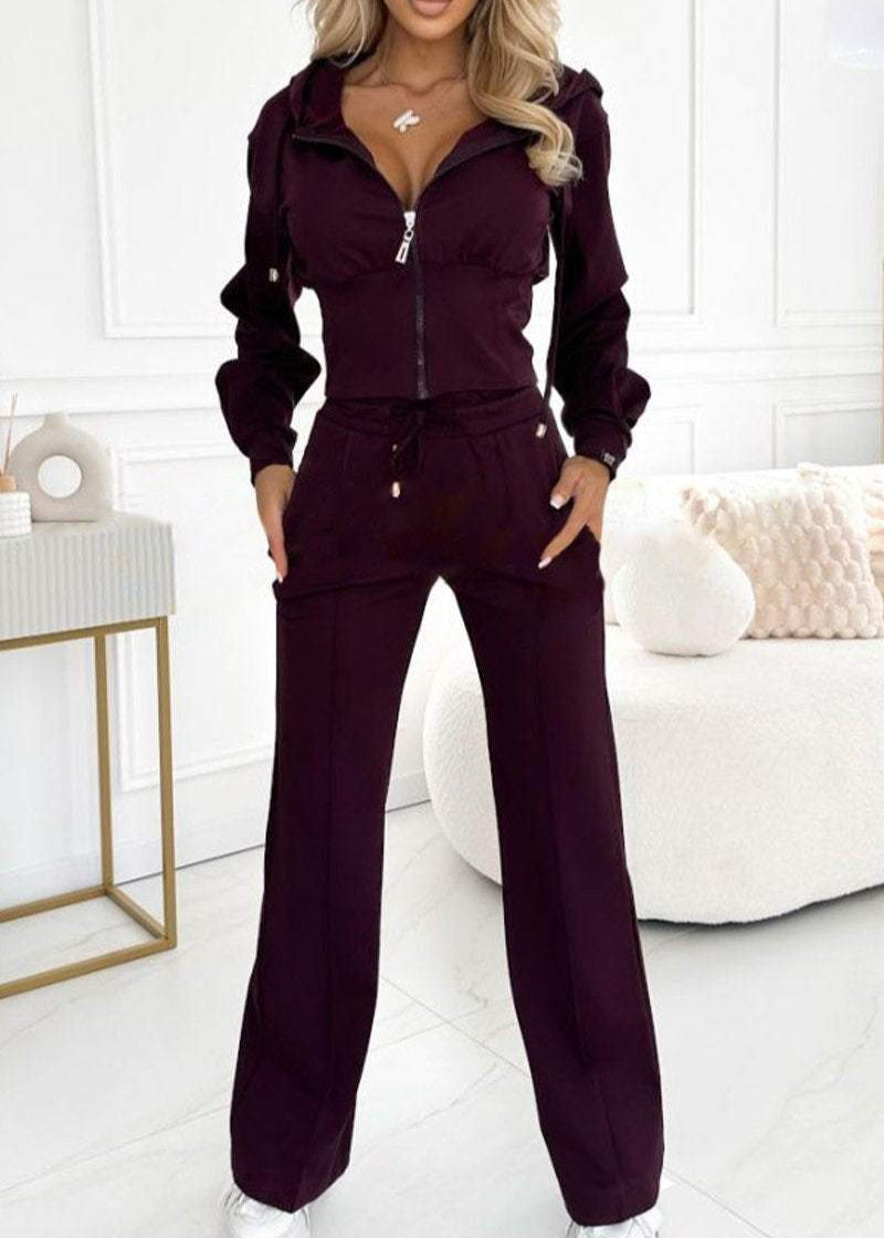 Elegant Two-Piece Set – Wide-Leg Jumpsuit With Luxurious Fabric & Flattering Silhouette