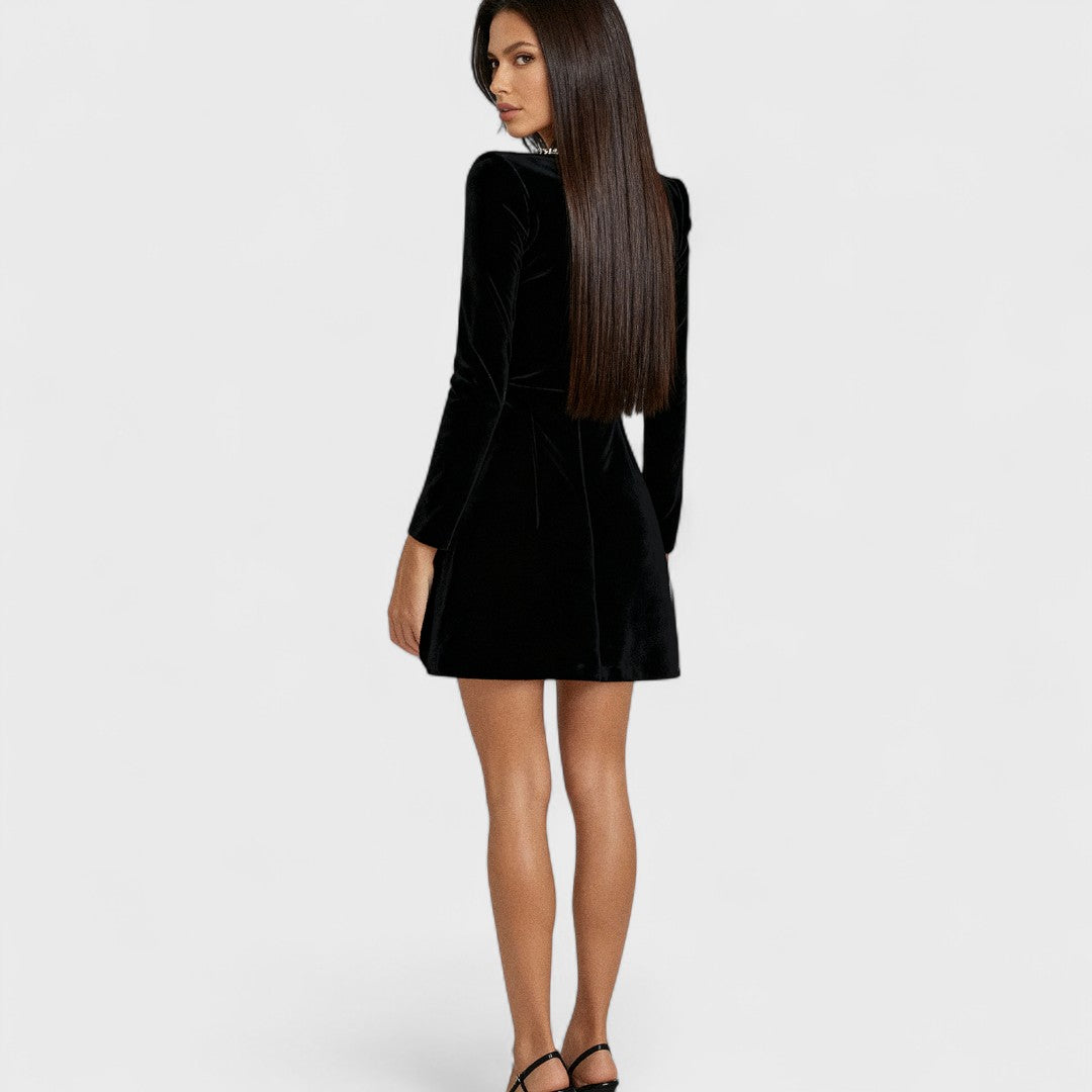 Sukienka Kryształowa Elegancka - Dopasowana Aksamitna Sukienka Na Święta